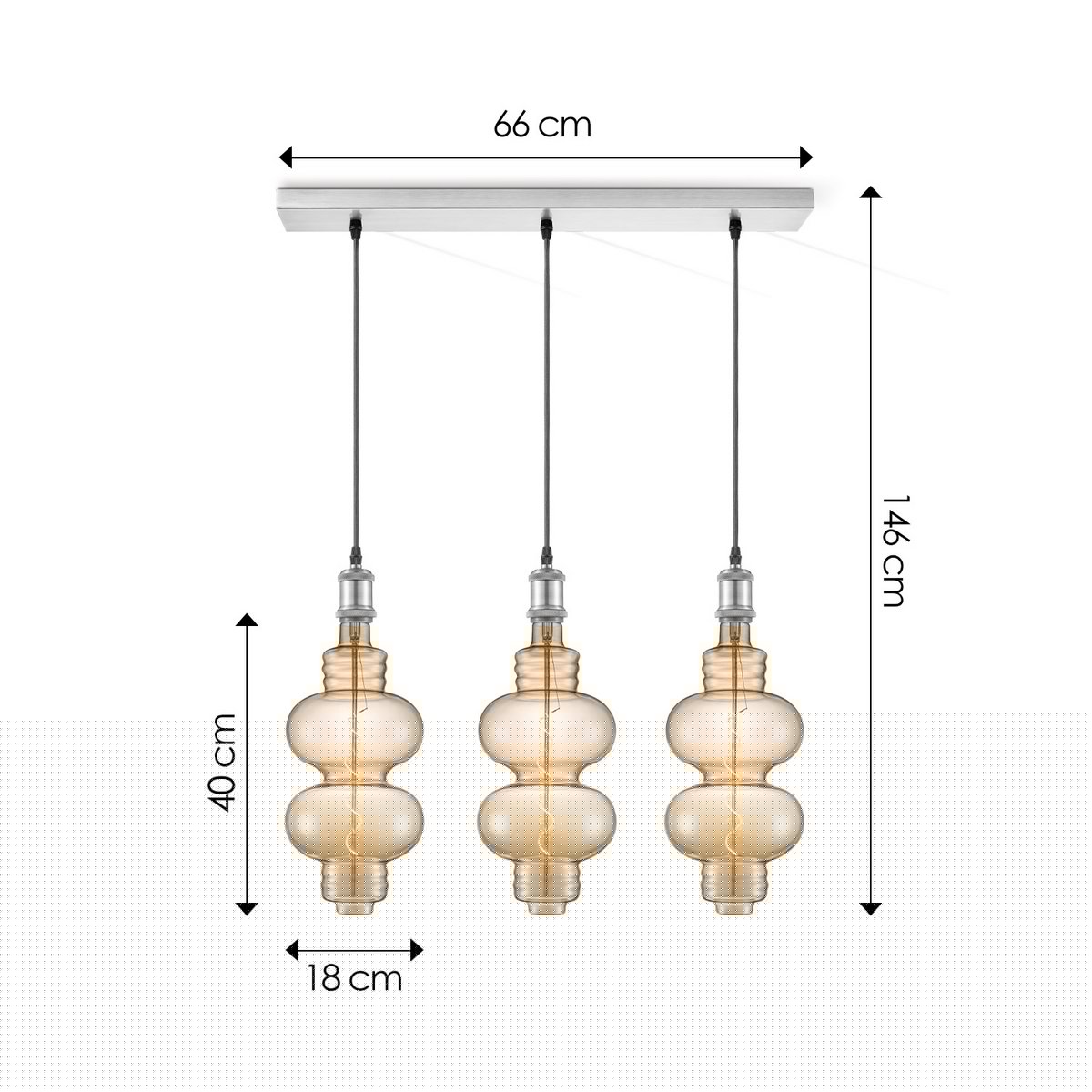 Home Sweet Home hanglamp chroom vintage Diabolo 3L G180 dimbaar amber