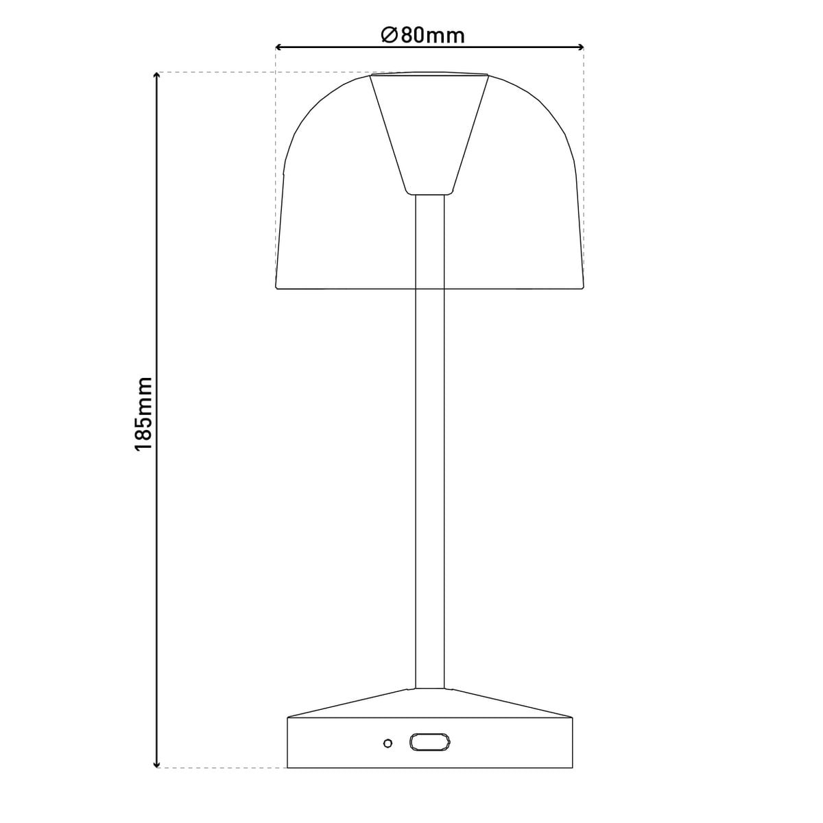 2-ex-ingestelde LED-batterijtafel Licht "Gomba" voor buiten en binnen, gemaakt van metaal en plastic in bramen, 18,5 cm hoog