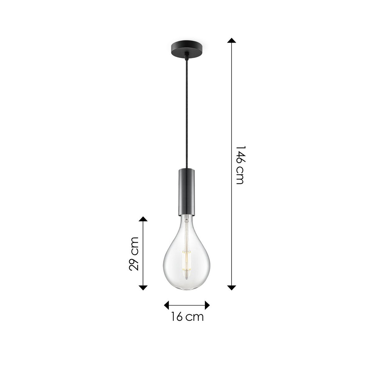 Home Sweet Home hanglamp zwart Saga Pear - G16- dimbaar E27 helder