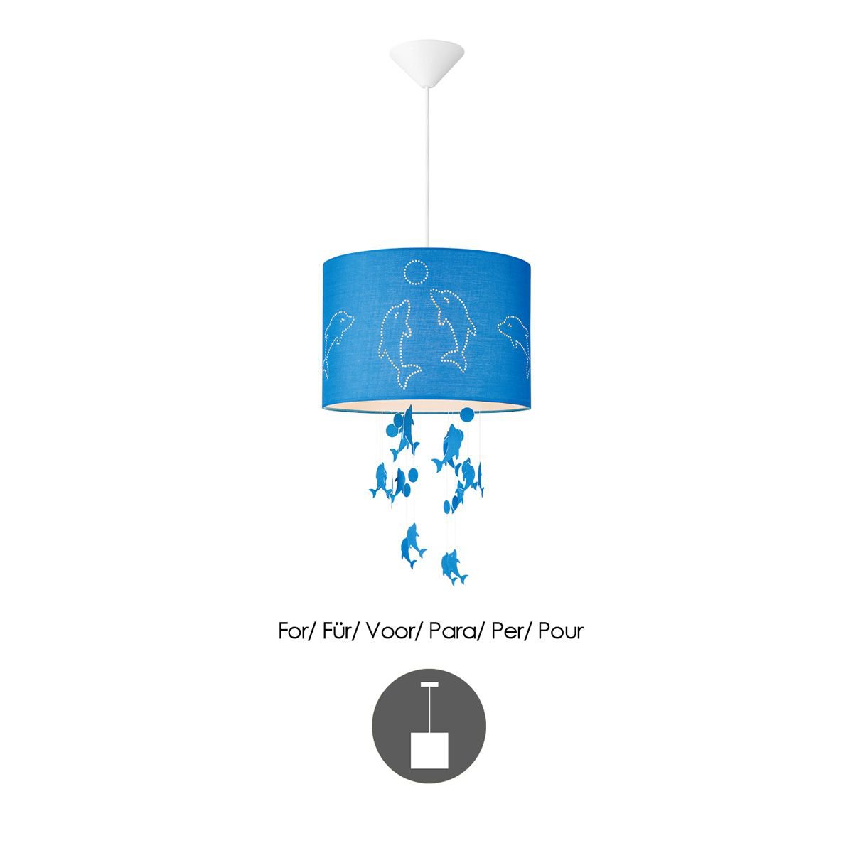 Home Sweet Home Lampenkap Kids Dolphins blauw - B:30xD:30xH:20cm