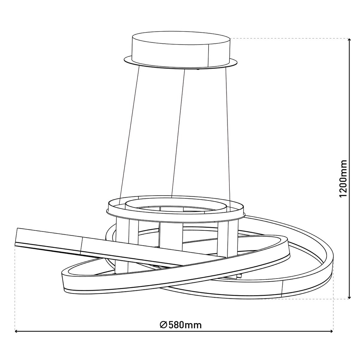 Smart Home LED hanglamp "Divora" Ø 58 cm, plafondlamp gemaakt van metaal, aluminium geborsteld en wit plastic, met veel functies, stevig gebouwd -in LED's, verlichting voor woonkamer, eetkamer kantoor of gang
