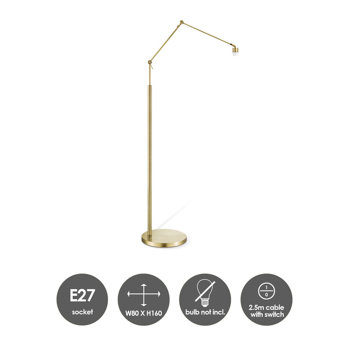 Home Sweet Home vloerlamp voet Shift 80/35/160 - Messing