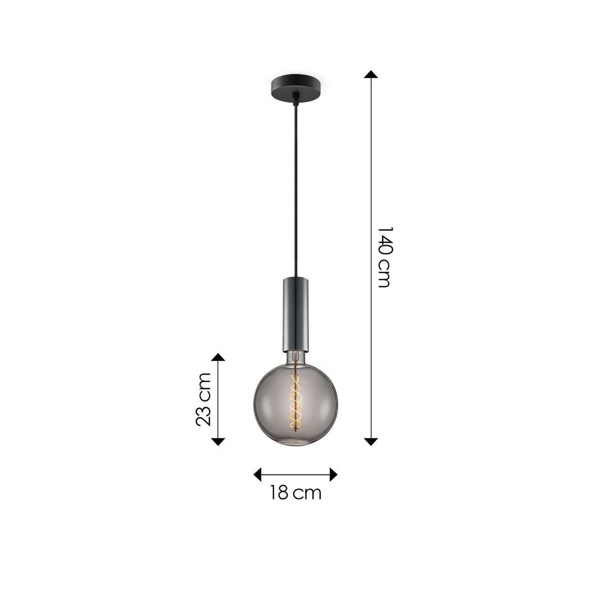 Home Sweet Home hanglamp zwart Saga - G180 - dimbaar E27 rook