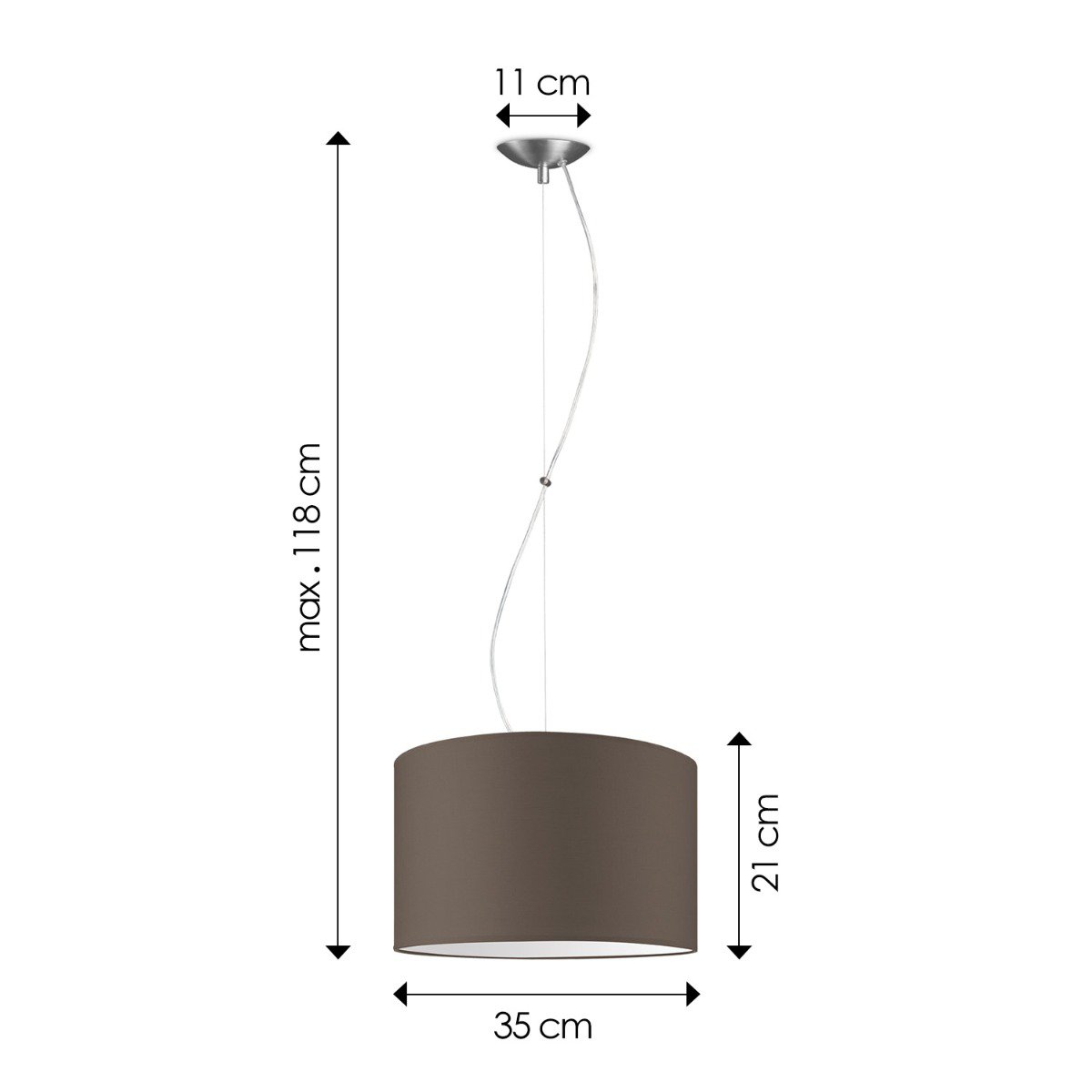 Home Sweet Home hanglamp Deluxe met lampenkap, E27, taupe, 35cm