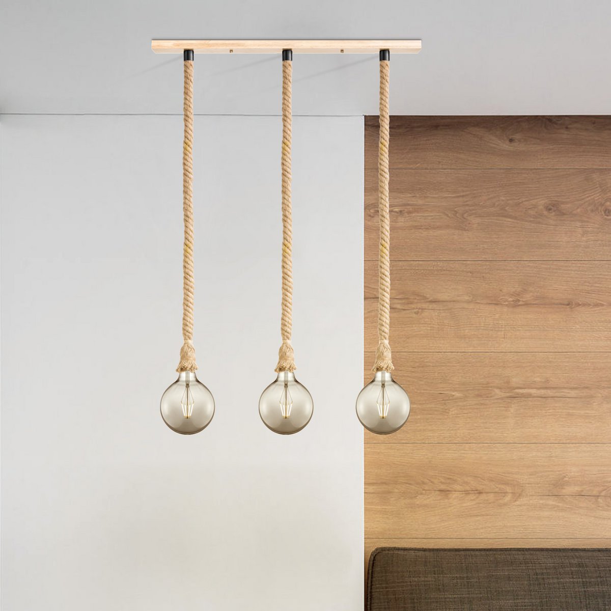 Home Sweet Home hanglamp Leonardo - 3 LED lamp G95 - dimbaar E27 rook