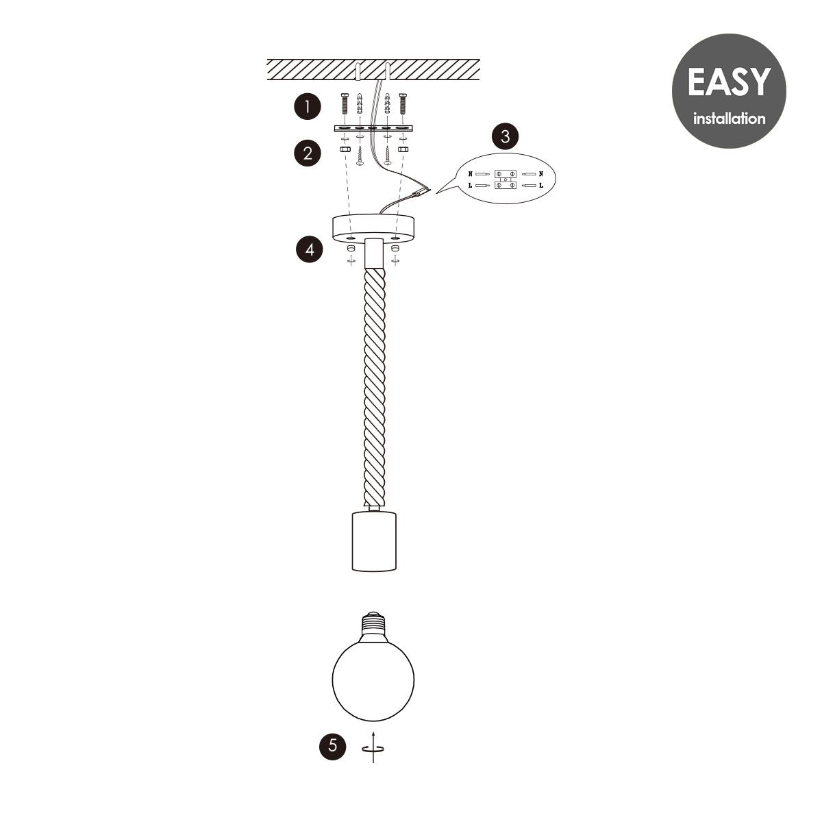 Home Sweet Home hanglamp Leonardo Diabolo - dimbaar E27 helder