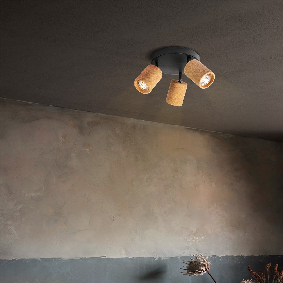 Home Sweet Home LED Opbouwspot Kurk 3 - dimbaar - Rond - zwart