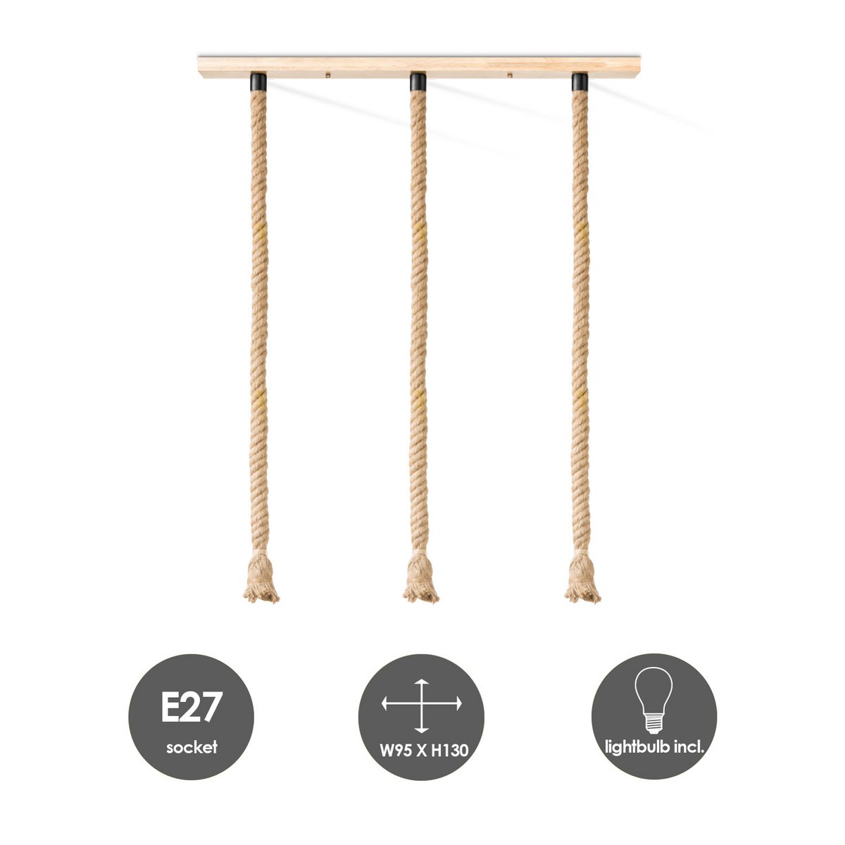 Home Sweet Home hanglamp Leonardo - 3 LED lamp G95 - dimbaar E27 rook
