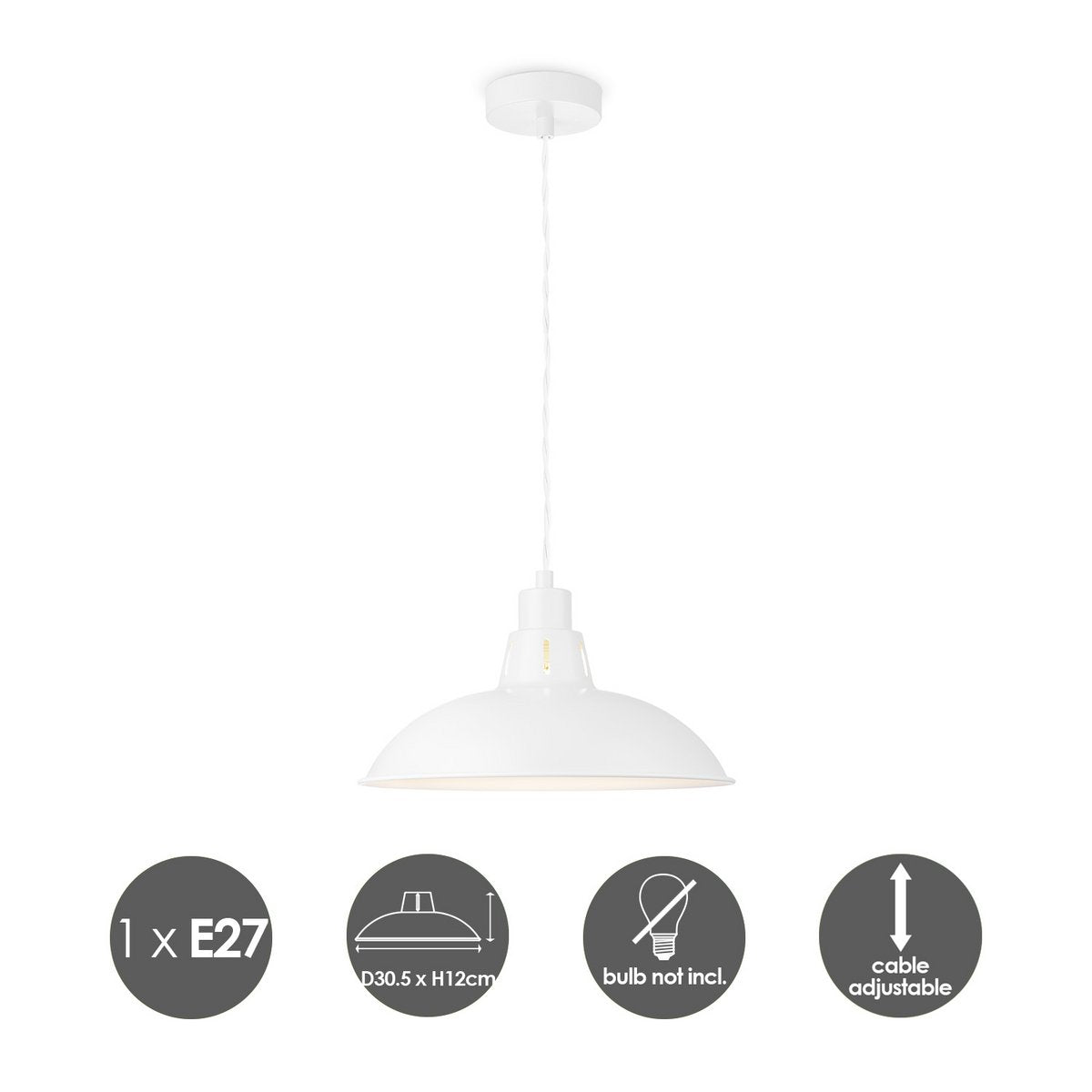 Home Sweet Home Hanglamp Altis - E27, Wit, 29x100cm