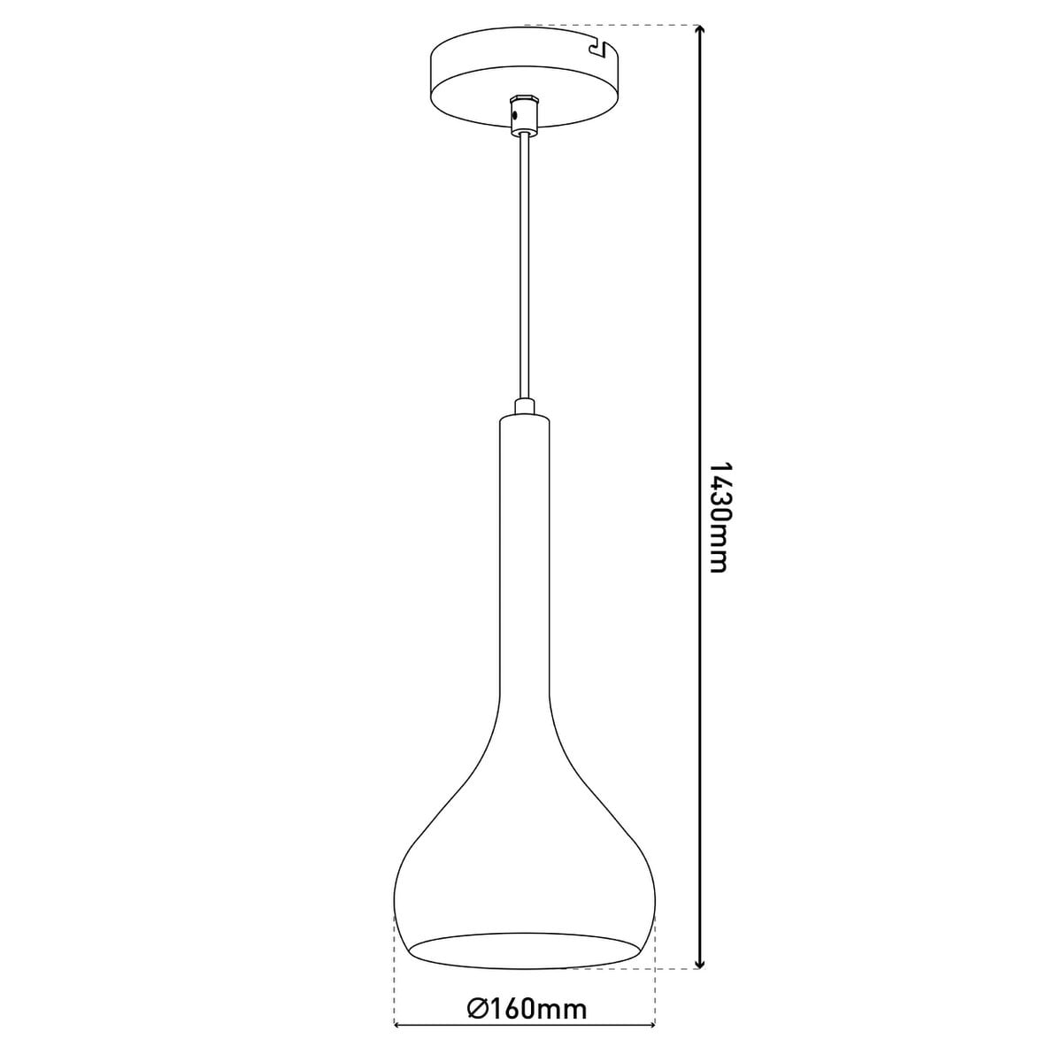 Hanger lamp "vaso", hintlamp gemaakt van metaal en rookglas in antraciet, E27 -aansluiting, voor eetkamer, woonkamer, hal of kantoor, met een Øvon 16 cm