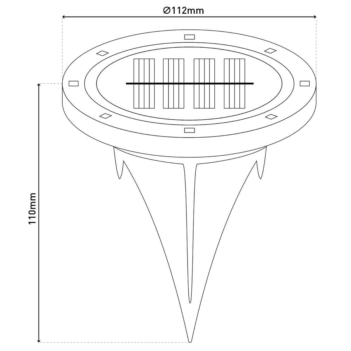 6 Set Solar-Boden-Sprießleucht Ø ca. 11,2 cm, zwart plastic, schemeringsensor, voor toegang, terras en paden