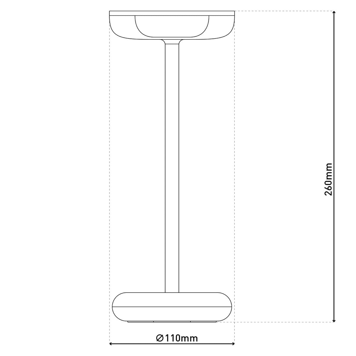 Noteloze tabletlicht "PASI" voor buiten en binnen, gemaakt van metaal en plastic in wit, dimbaar, met aanraking en geheugenfunctie, ca. 26 cm hoog