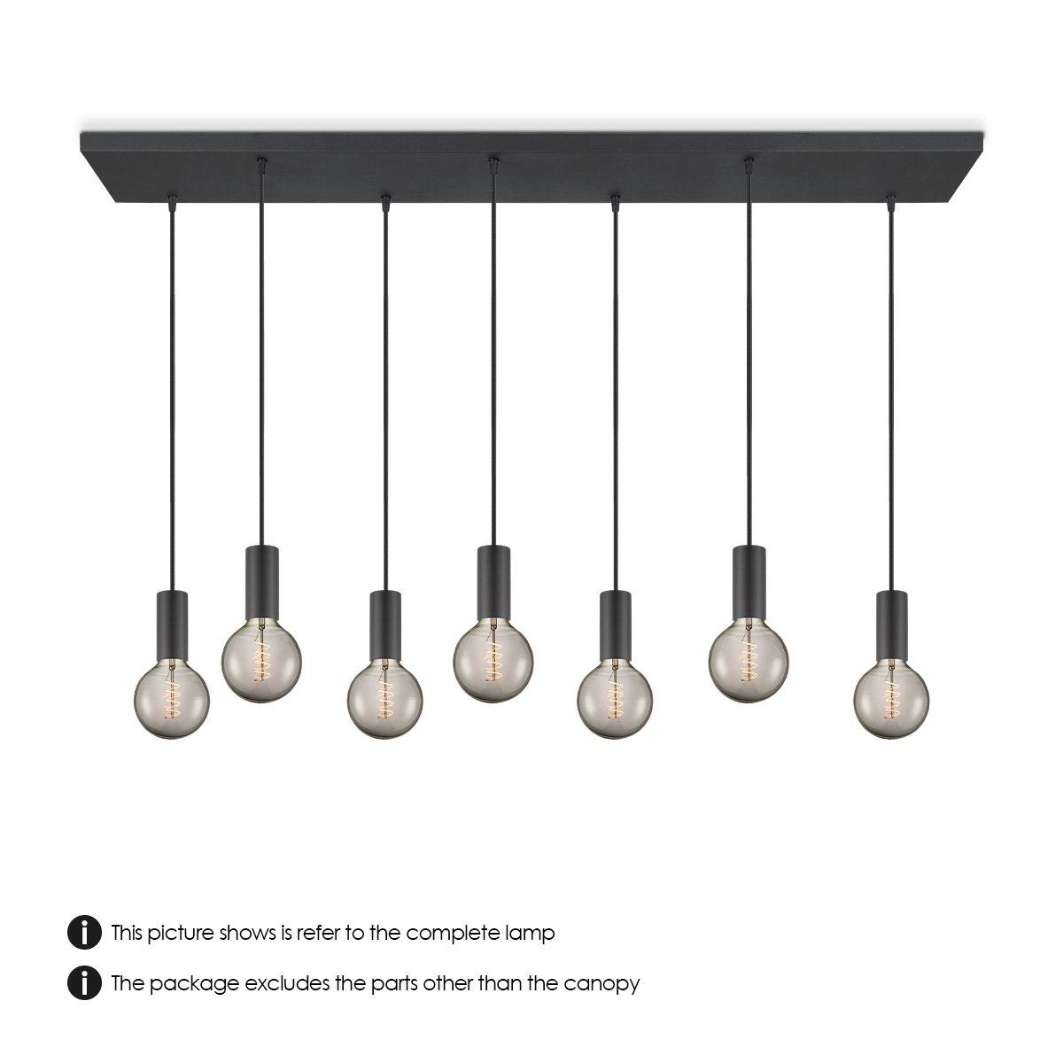 Home Sweet Home Plafondrozet XXL balk metaal zwart 7 lichts