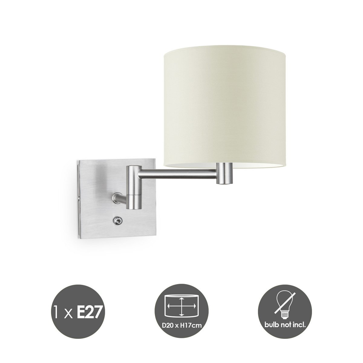 Home Sweet Home Wandlamp - Swing, E27, warm wit Lampenkap 20x17cm