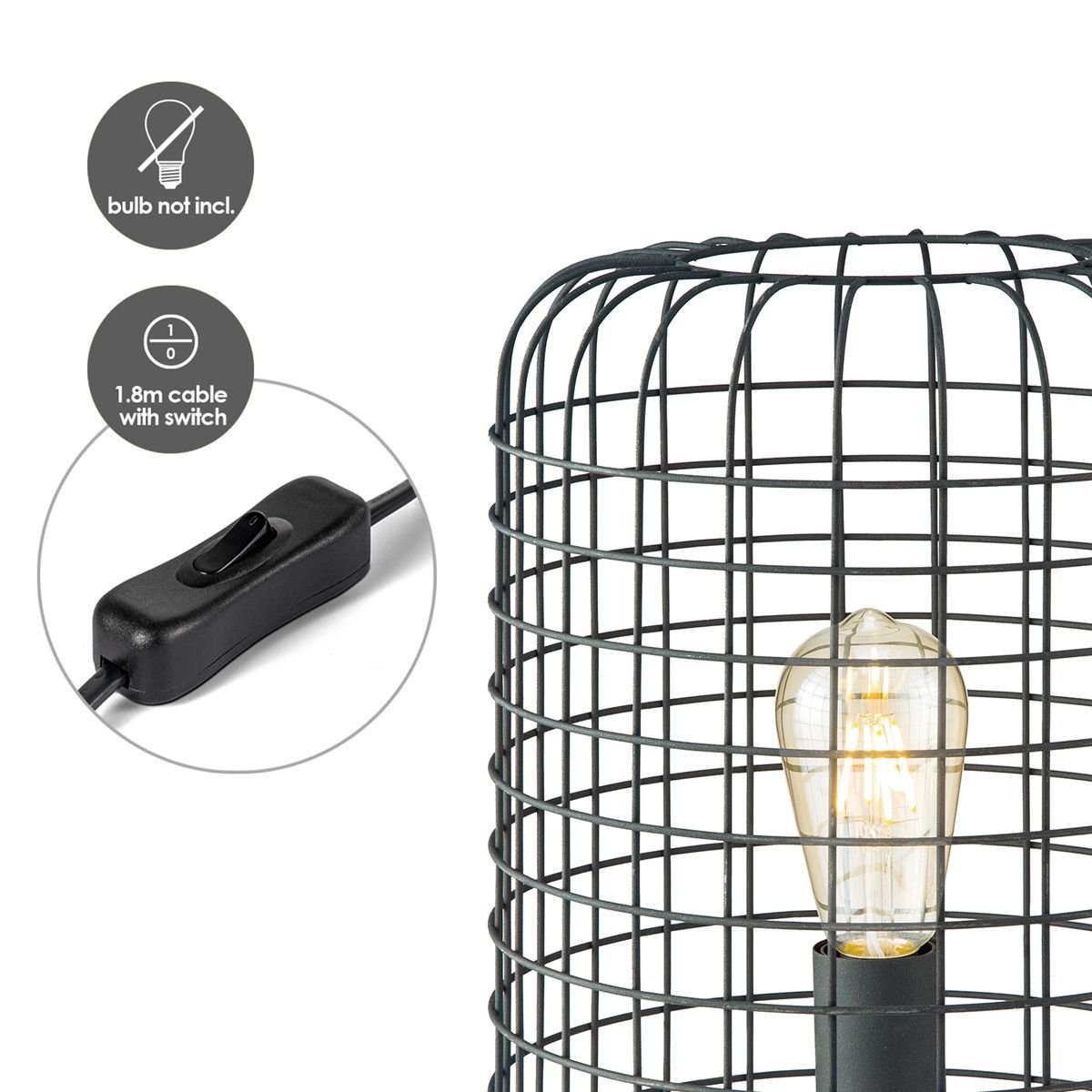 Home Sweet Home tafellamp Netting - Zwart - 26/26/40cm - bedlampje