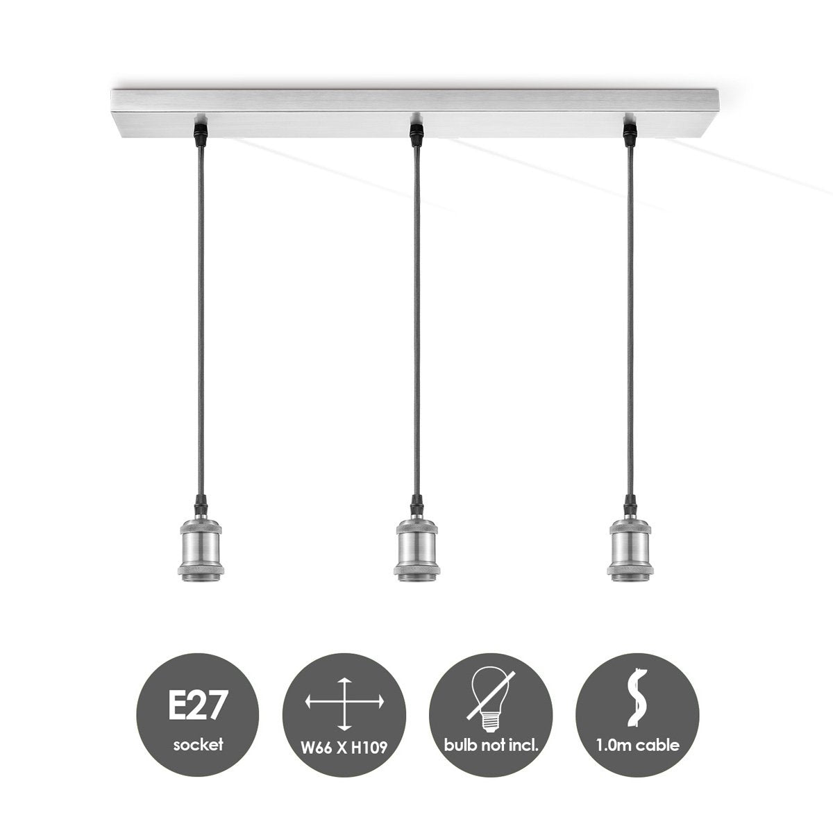 Home Sweet Home Hanglamp Basic Vintage - Geborsteld staal -66x12x109cm