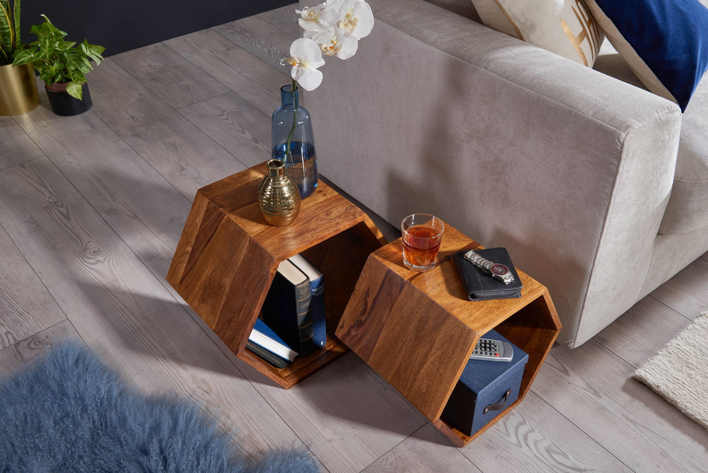 Bijzettafels Honey Set van 2 Stuks