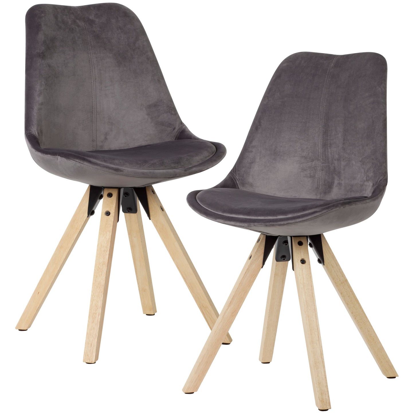 Velvet fluwelen eetkamerstoel hout (Set 2 Stuks)