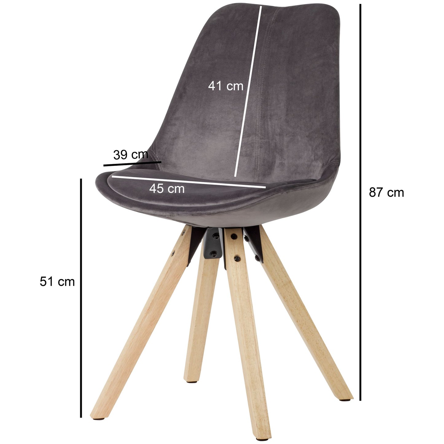 Velvet fluwelen eetkamerstoel hout (Set 2 Stuks)