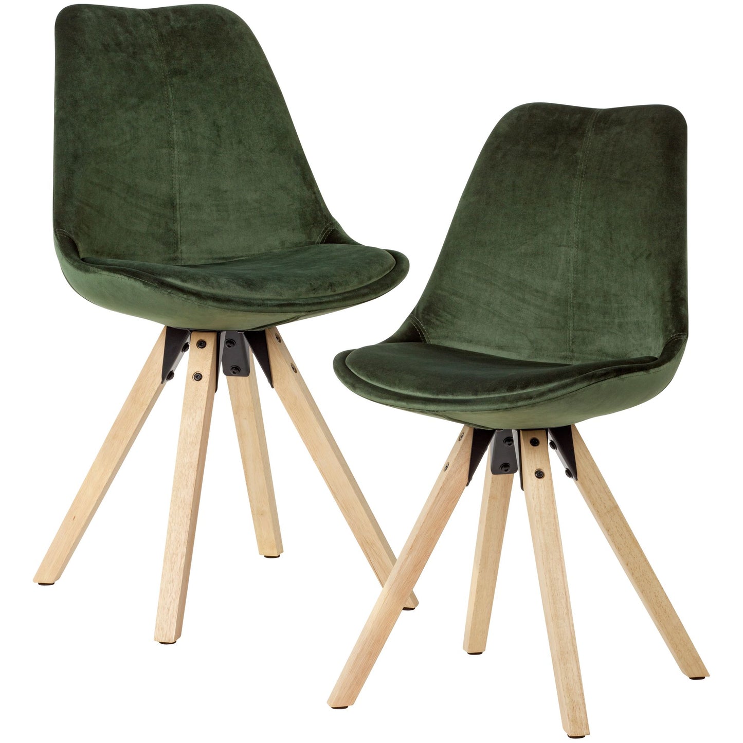 Velvet fluwelen eetkamerstoel hout (Set 2 Stuks)