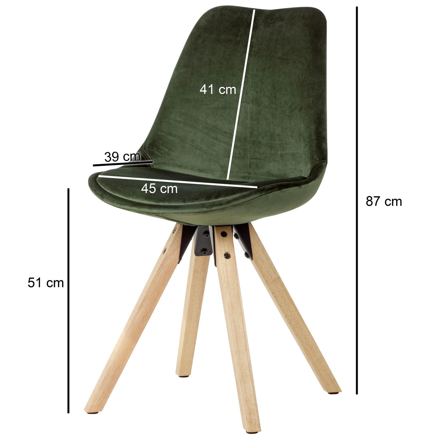 Velvet fluwelen eetkamerstoel hout (Set 2 Stuks)
