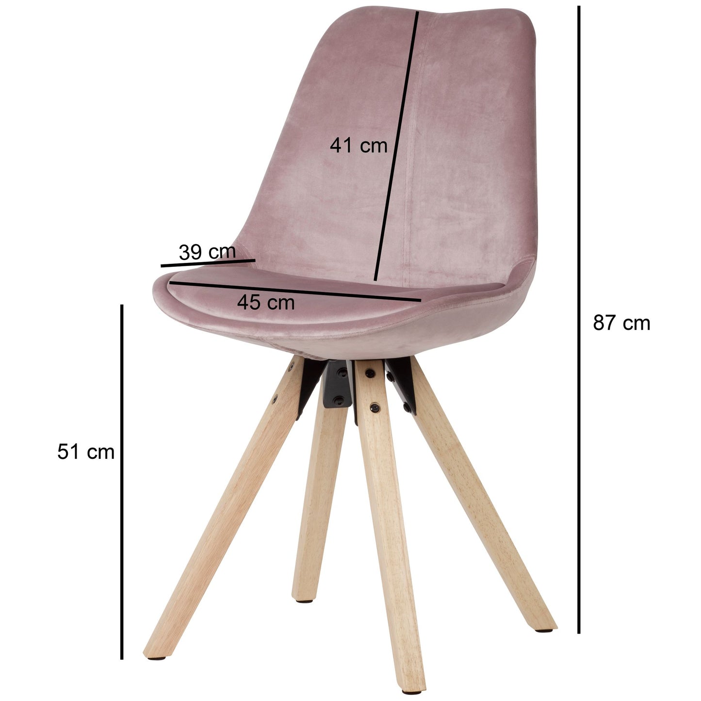 Velvet fluwelen eetkamerstoel hout (Set 2 Stuks)