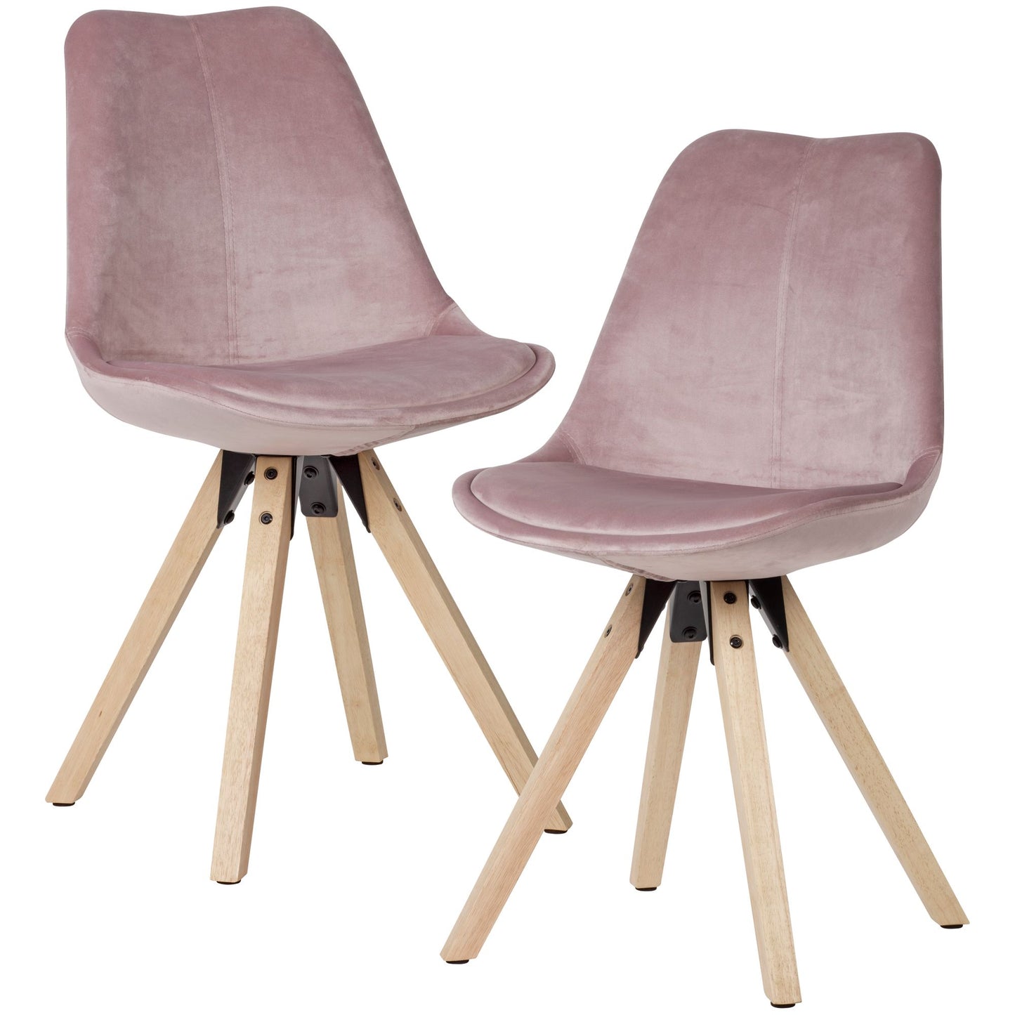 Velvet fluwelen eetkamerstoel hout (Set 2 Stuks)