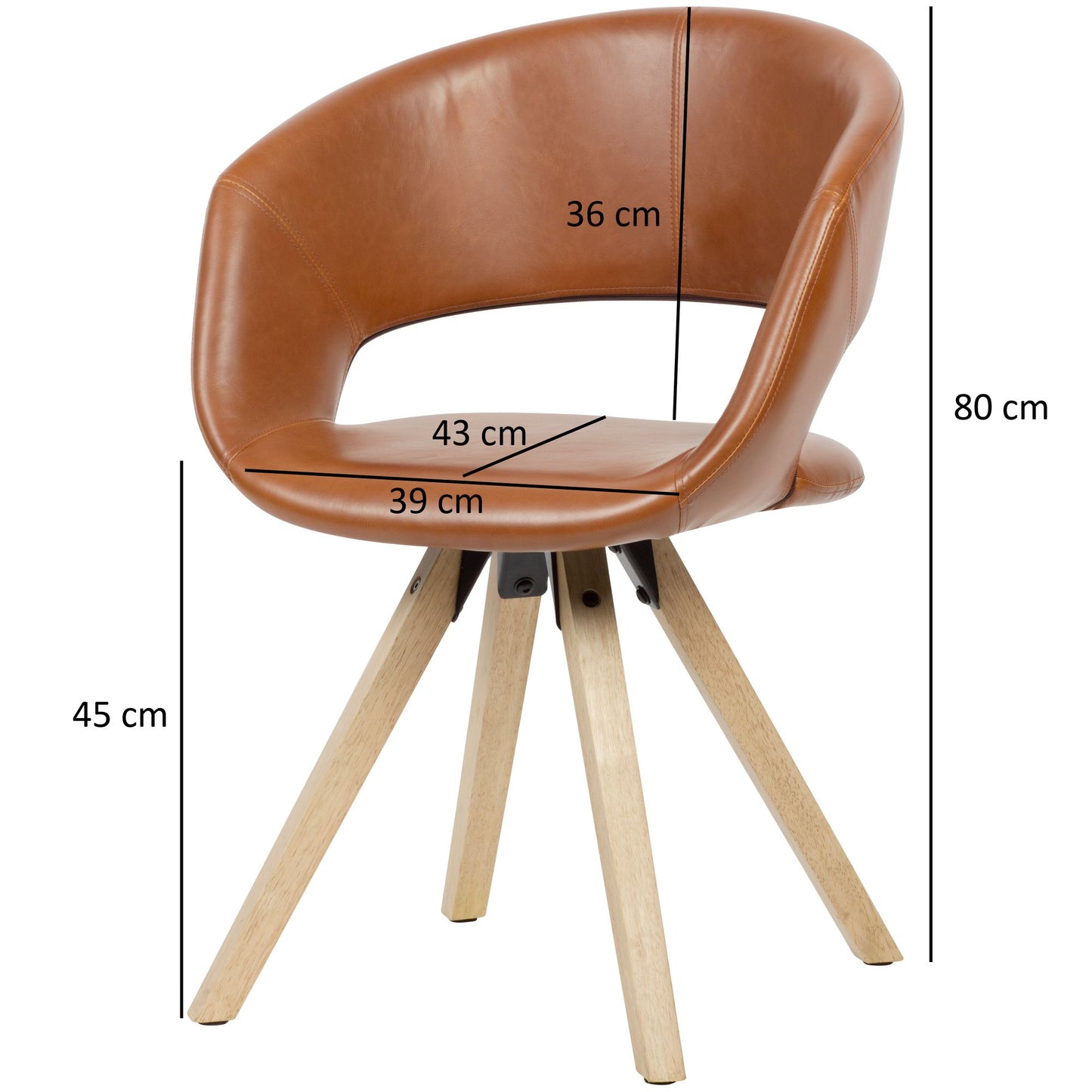 Hevea Leren Kuipstoel Cognac