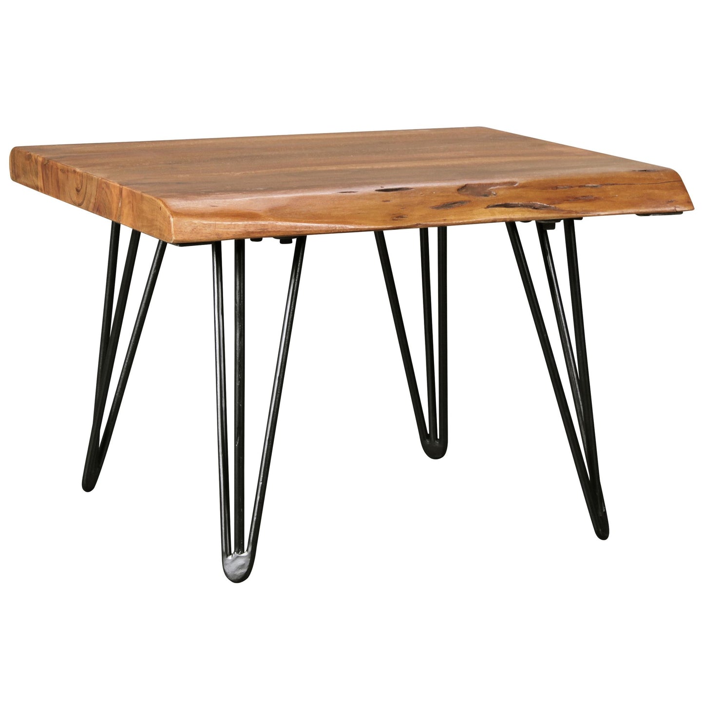 Salontafel MAHILO massief houten tafel met Wane 56x38x51 cm | Sheesham houten tafel met metalen poten | Woonkamer tafel in een rustieke, landelijke stijl