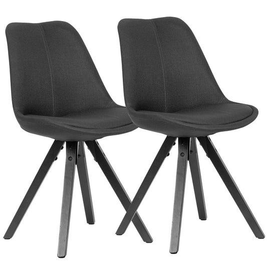 set van 2 eetkamerstoelen antraciet met zwarte poten stoel Scandinavisch | Design keukenstoel gestoffeerd