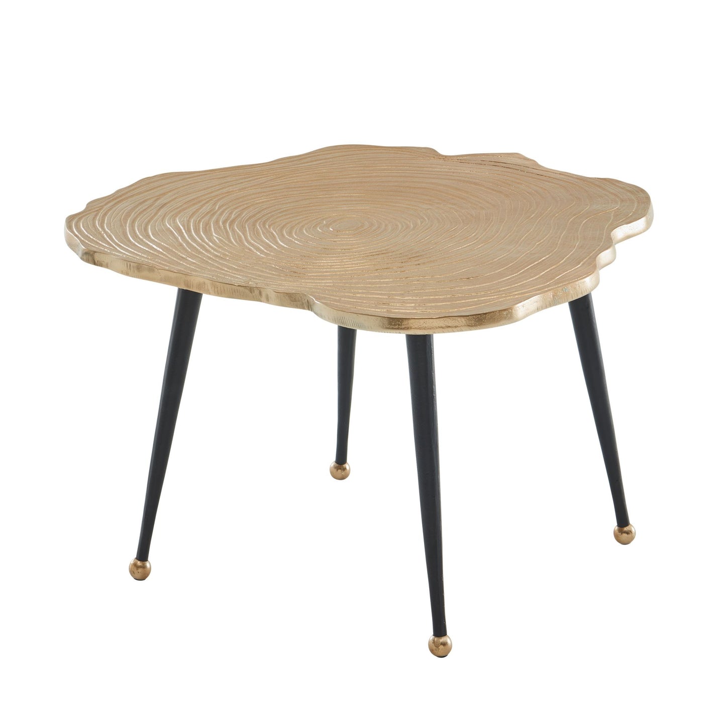 Koffietafel Aluminium Boomschijf 64x64x37 cm Salontafel Metaal Goud