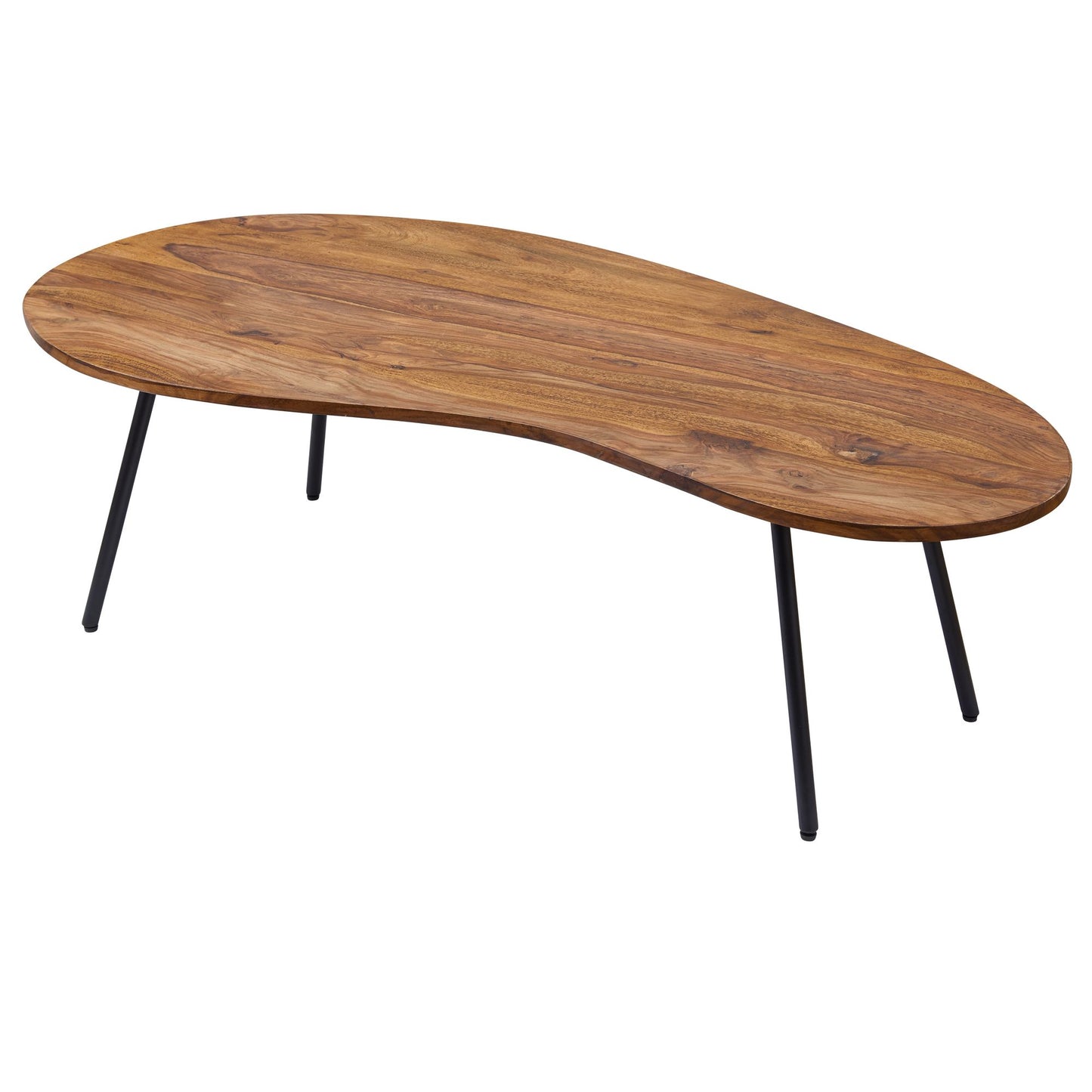 Design salontafel KASI 122x36x63 cm Sheesham met metalen poten Zwart
