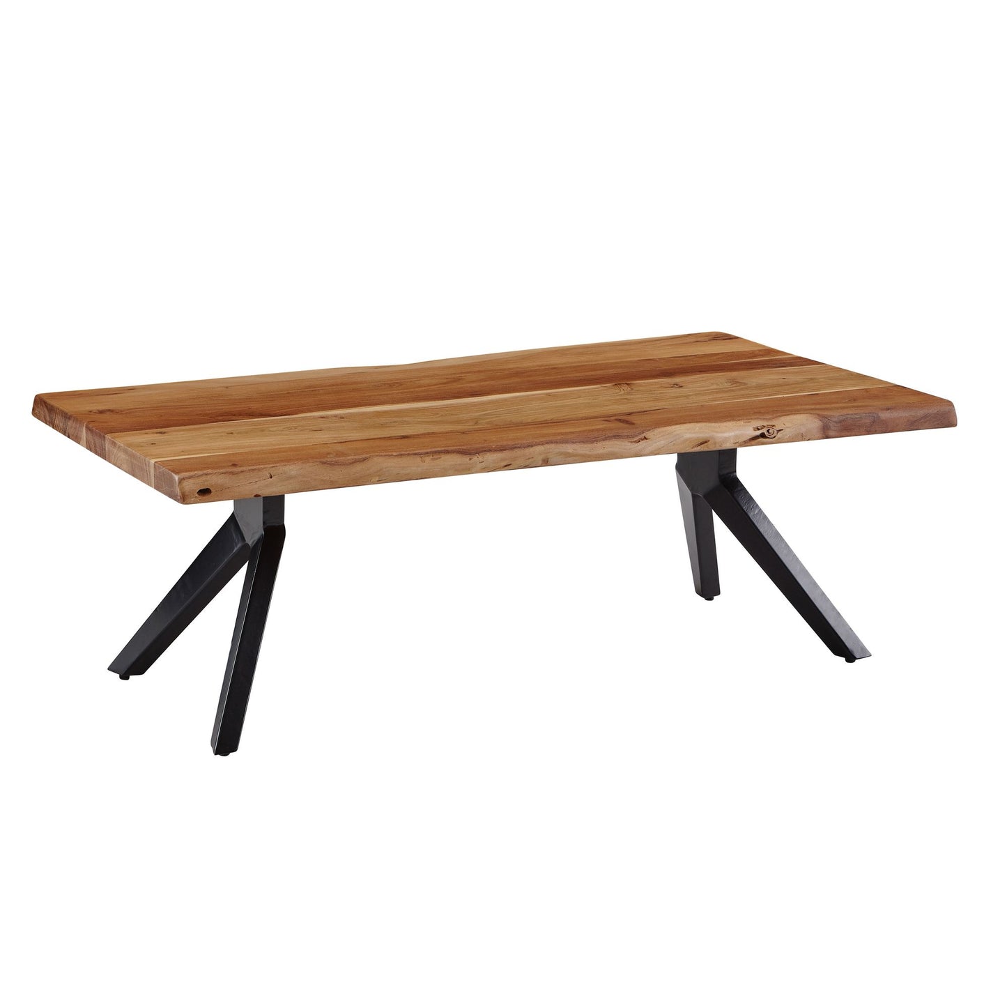 Salontafel 115x37x64 cm massief acaciahout / metalen boomrand | Design vierkante salontafel | Kamertafel industrieel bruin | Salontafel, hout, rechthoekig
