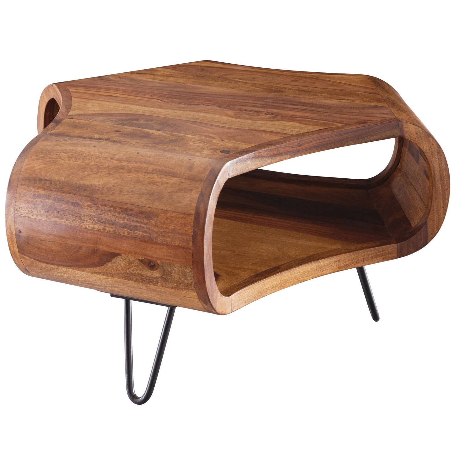 Sheesham 60x60x35 cm Retro salontafel rechthoekig & massief hout | Bruin