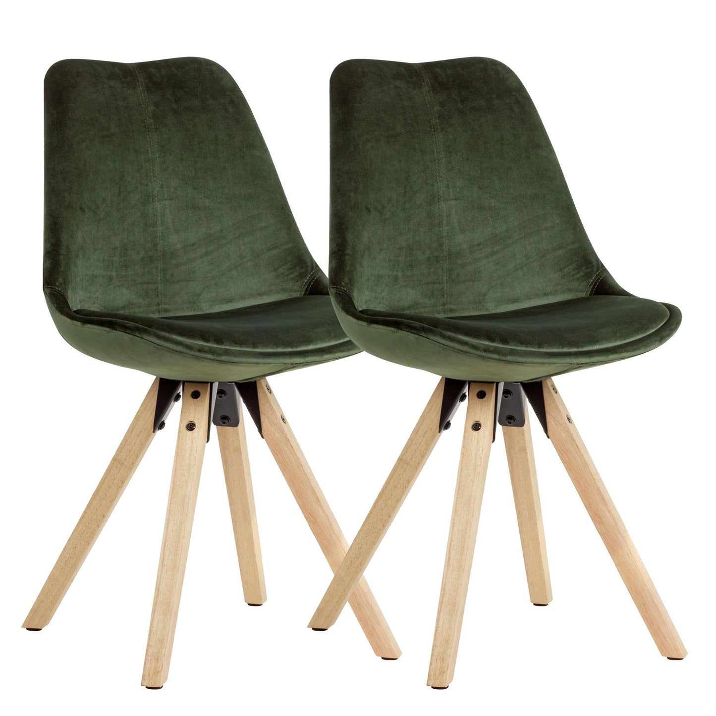 Soft dining set van 2 zonder groene armleuningen | Stoffen keukenstoelen modern met houten poten Shell