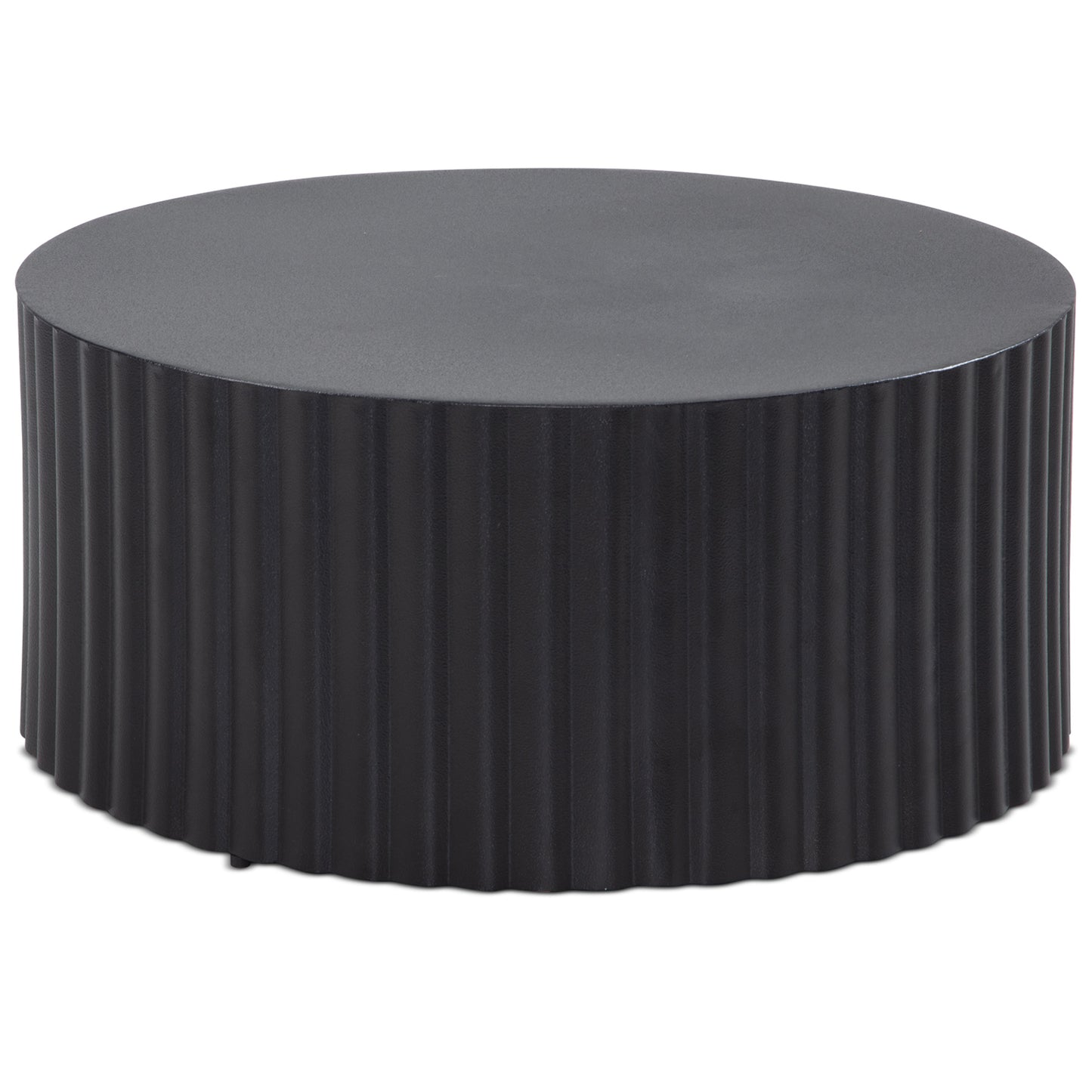 salontafel 67x67x31 cm metaal zwarte salontafel rond | Design woonkamertafel met golfmotief | Salontafelijzer in lattenlook | Kleine tafel bijzettafel woonkamer modern
