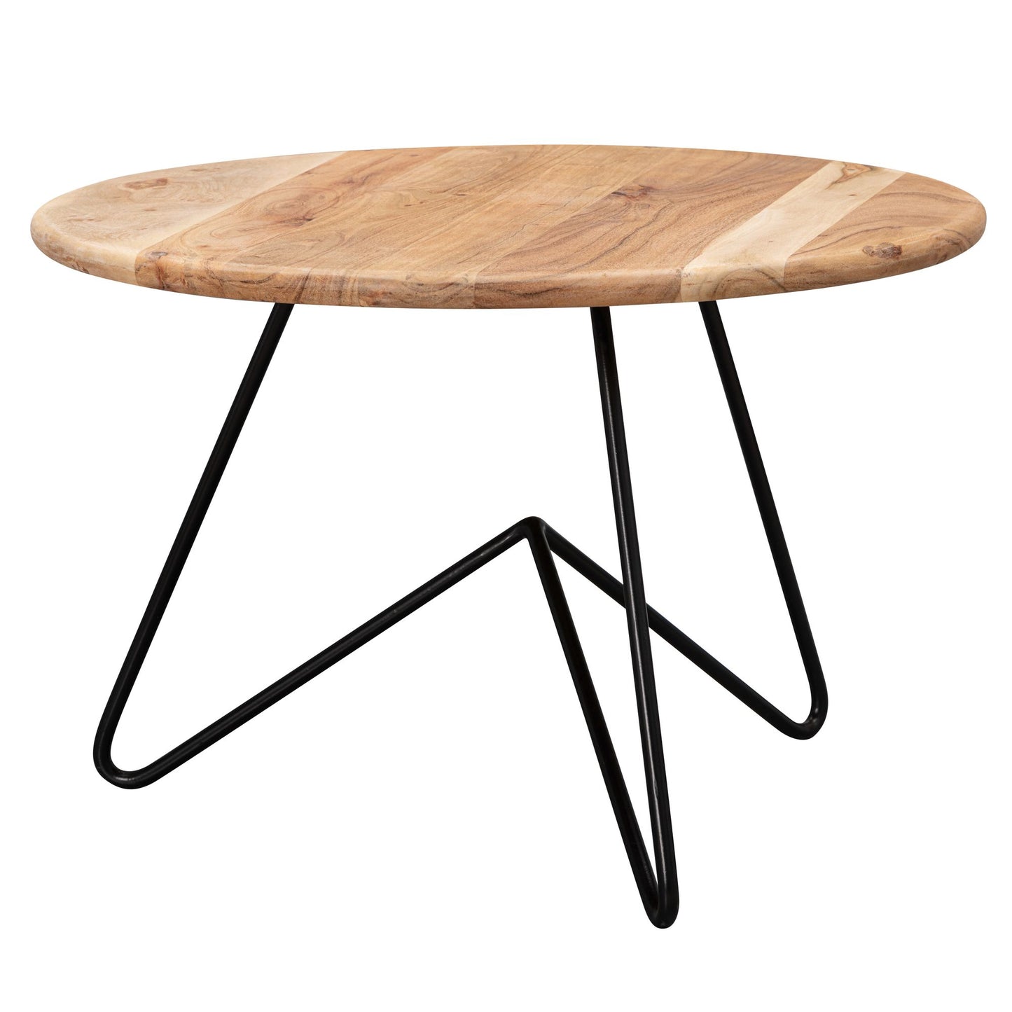 Salontafel 60x39,5x60 cm acacia massief houten / metalen salontafel | Design woonkamer tafel rond | Massieve salontafel | Kleine tafel woonkamer