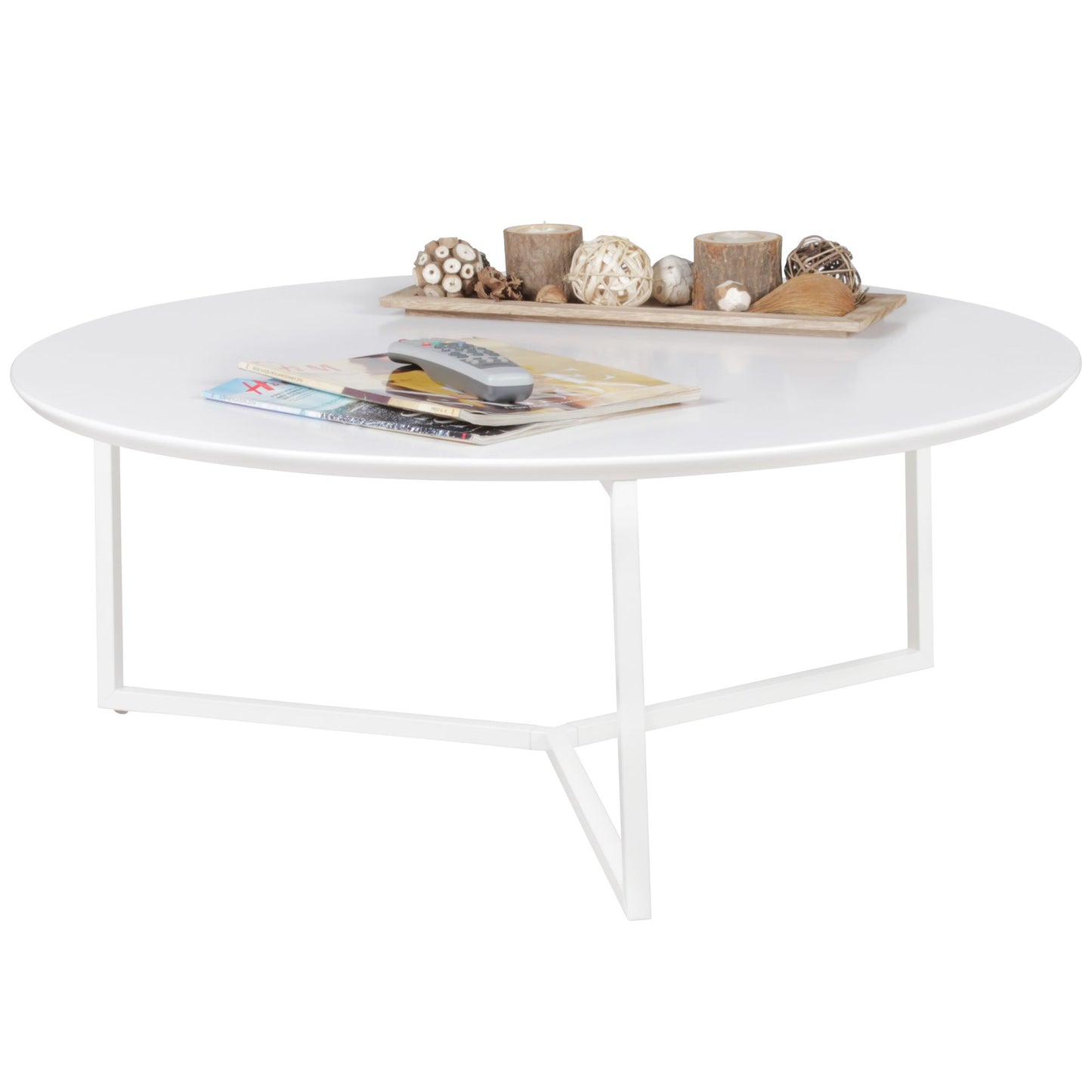 Salontafel MDF hout wit mat metalen frame a 80 cm | Salontafel gelakte salontafel modern | Salontafel ronde tafel Lounge