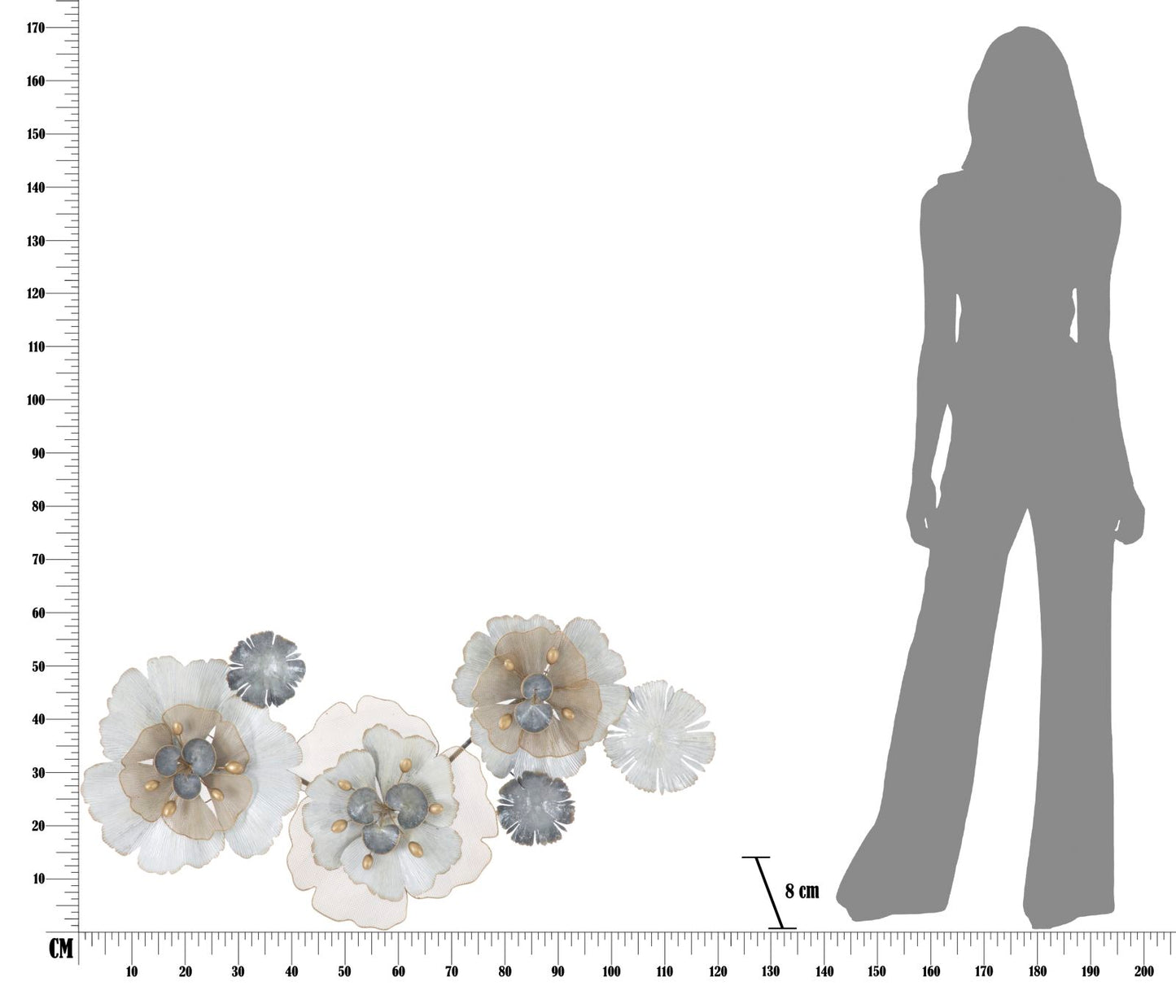 Wanddecoratie Flowery 119×8×60 cm