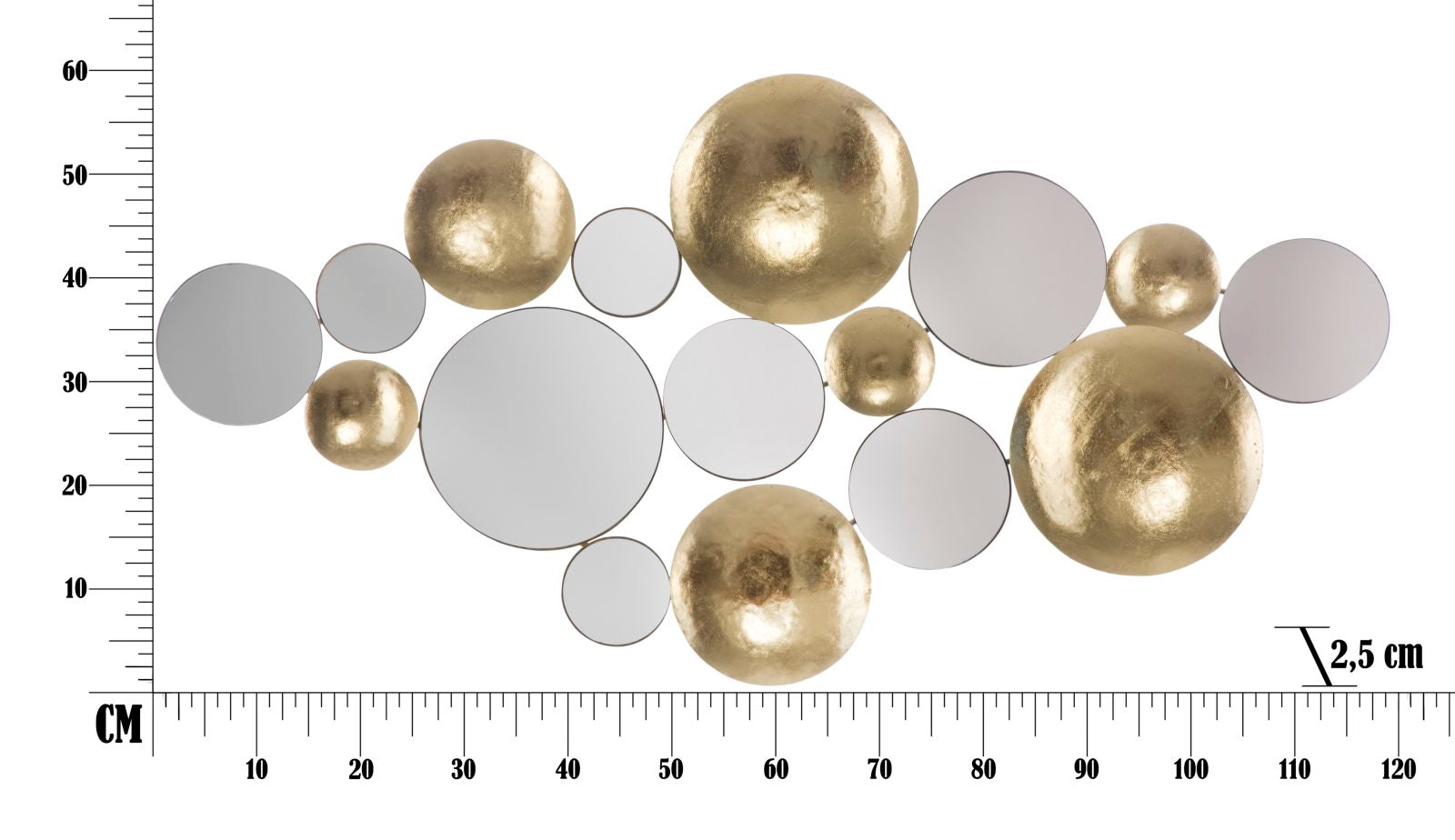 Wanddecoratie Gold Panel Mirror Glam 118×2,5×60 cm