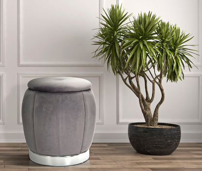 Opbergkruk Puff/storage Paris Grigio/silver Ø 43×43 cm
