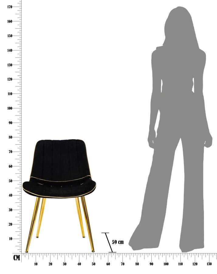 Stoel Paris Nera/gold Set 2 Pcs 51×59×79 cm