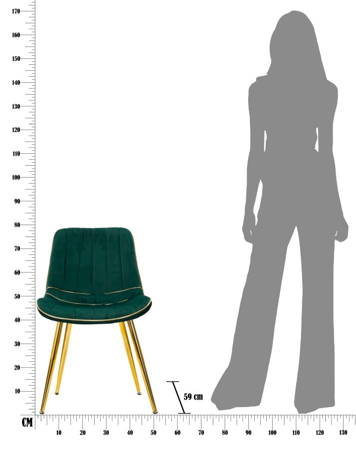 Stoel Paris Verde/gold Set 2 Pcs 51×59×79 cm