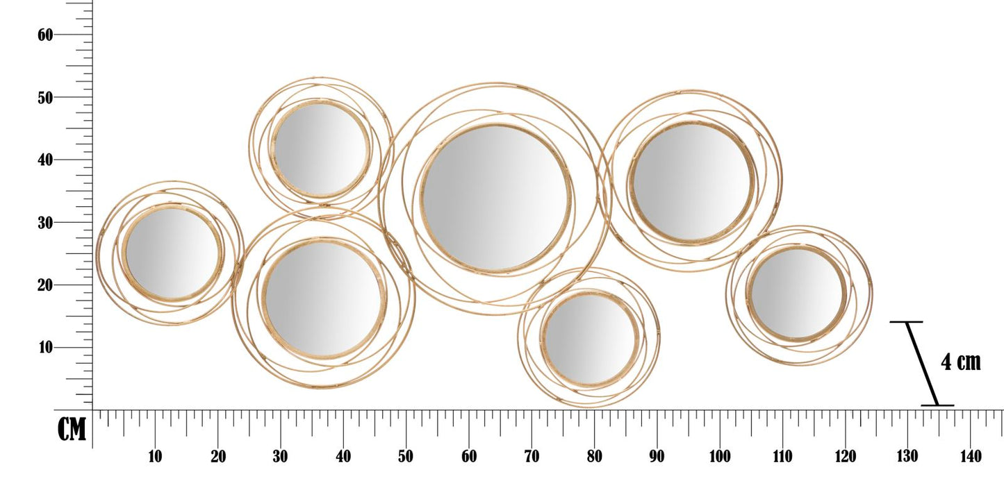 Wanddecoratie Mirrors Gold Round 124,5×4×53,5 cm