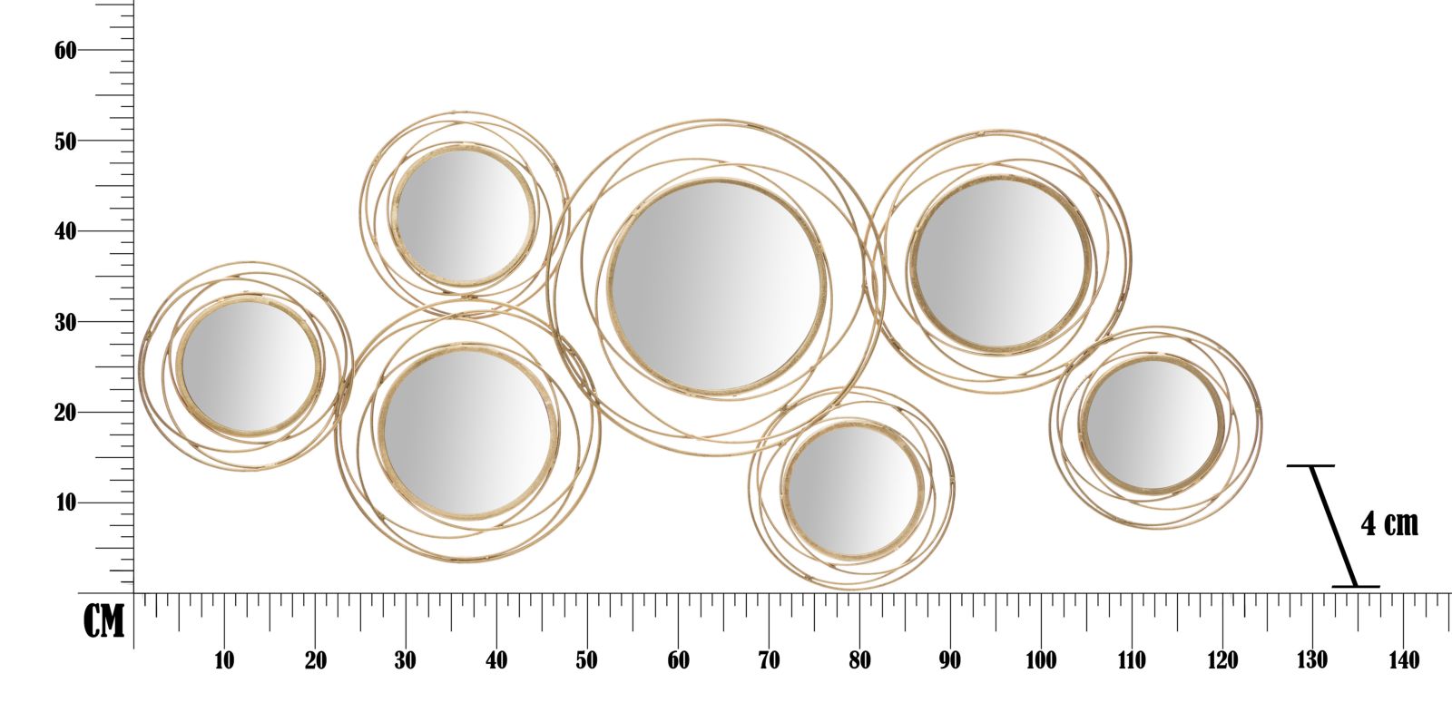 Wanddecoratie Mirrors Gold Round 124,5×4×53,5 cm