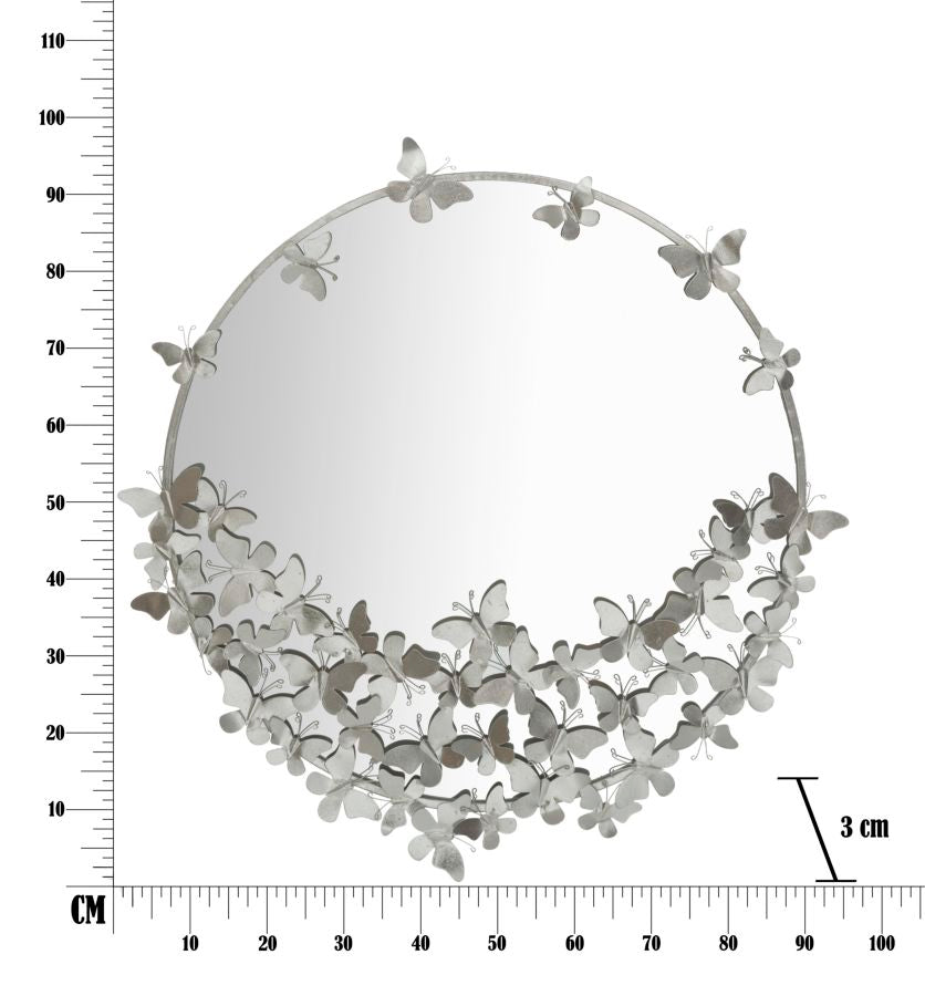 Spiegel Butterfly Round Silver Ø 91×3×94 cm
