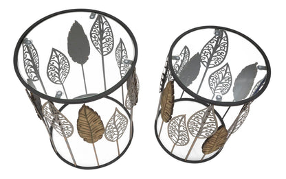 Tafel Ferro E Legno Foglie Set 2 Pcs 38×55 cm
