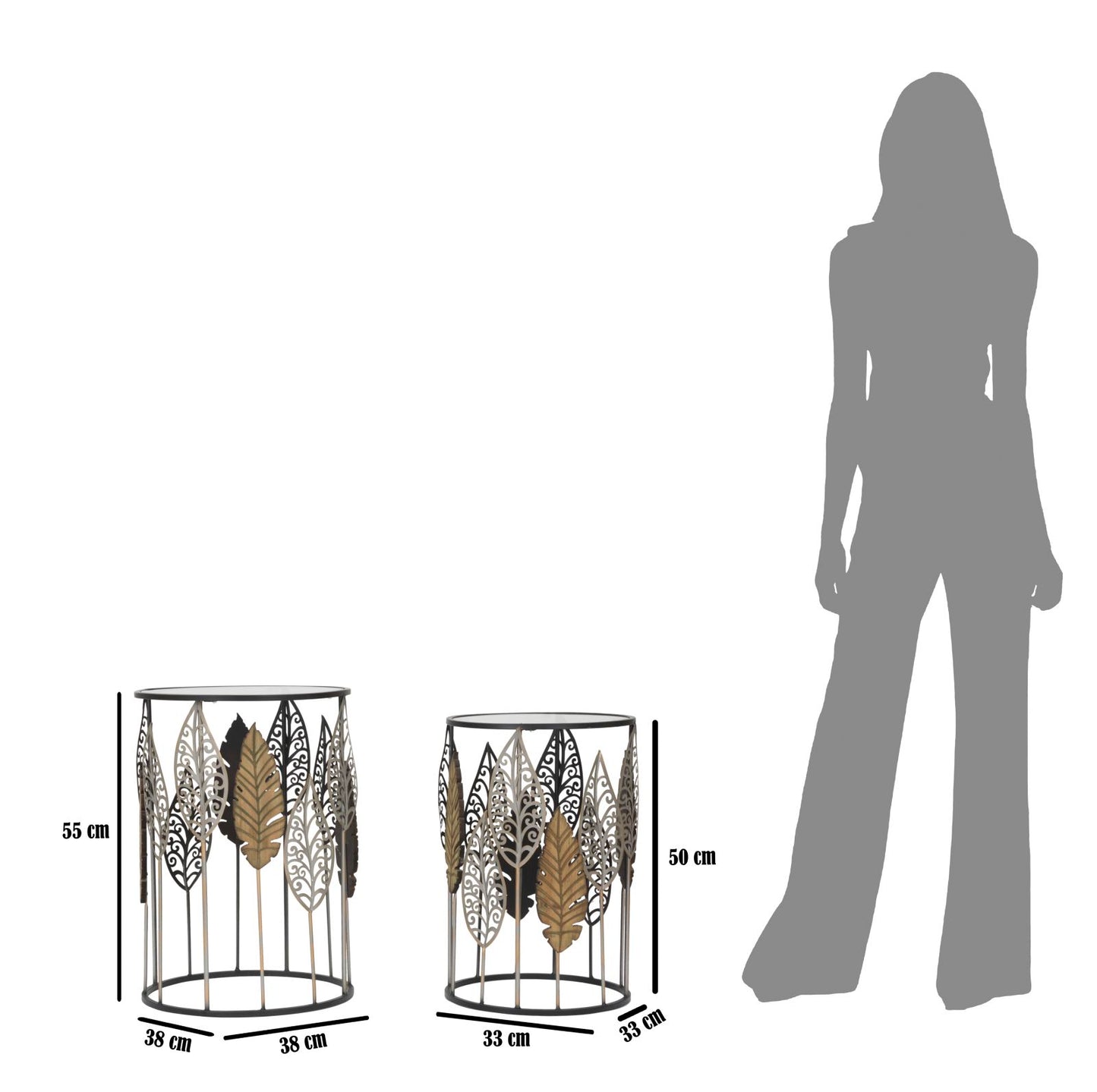 Tafel Ferro E Legno Foglie Set 2 Pcs 38×55 cm