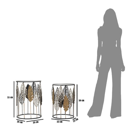 Tafel Ferro E Legno Foglie Set 2 Pcs 38×55 cm