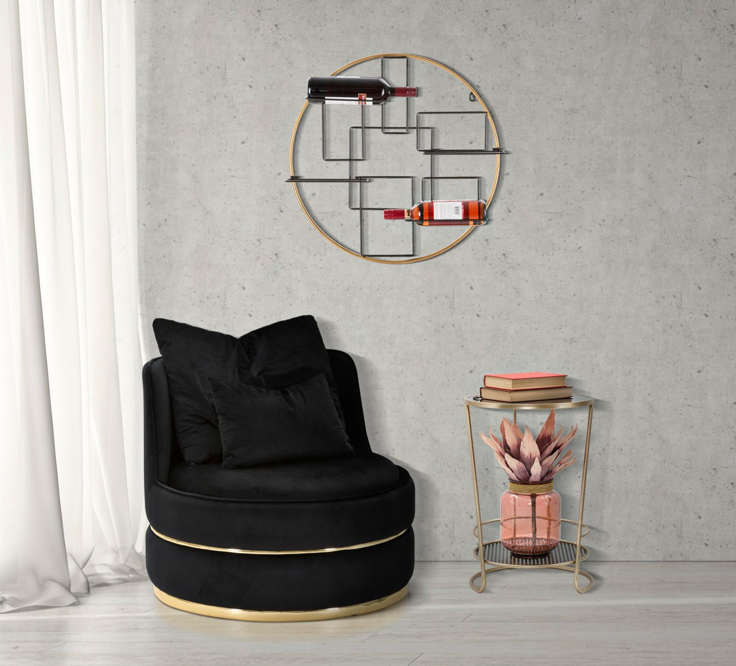 Fauteuil Paris Space Nero/gold Ø 84×72 cm